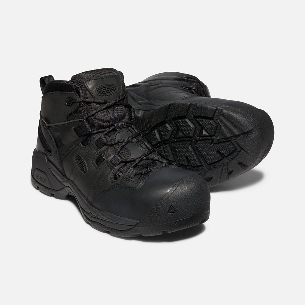 Botas de Trabajo Keen Mexico Negros - Hombre Detroit Xt+ Waterproof (Carbon-Fiber) - EF5317890